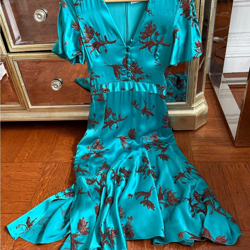 Elegant Teal Floral Dress